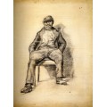 Сидящий мужчина с усами и кепкой (Seated Man with a Moustache and Cap), 1886 - Гог, Винсент ван