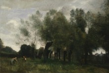 Пейзаж с подстриженными ивами - Коро, Жан-Батист Камиль