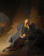 Иеремия размышляет о разрушении Иерусалима (Плач Иеремии) - Рембрандт, Харменс ван Рейн