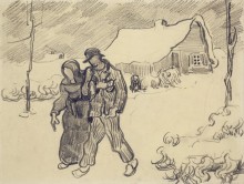 Зимний пейзаж с идущей парой (Winter Landscape with Couple Walking), 1890 - Гог, Винсент ван