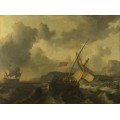 Английское судно и военный корабль в море - Бакхейзен, Людольф