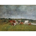 Пейзаж с коровами на лугу - Буден, Эжен