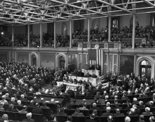 Президент  Рузвельт на конгрессе после Ялтинской конференции