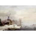 Зимний сельский пейзаж с мельницей - Круземан, Фредерик Маринус