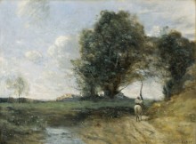 Пейзаж с всадником - Коро, Жан-Батист Камиль