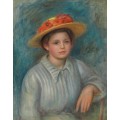 Портрет дамы в соломенной шляпке с цветами - Ренуар, Пьер Огюст