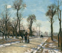 Дорога в Лувизьенне, зимний солнечный свет и снег,  1870 - Писсарро, Камиль