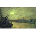 Лунная ночь на Темзе с Саутуоркским мостом - Гримшоу, Джон Аткинсон