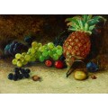 Натюрморт с ананасом, виноградом, орехами и сливами - Гримшоу, Джон Аткинсон
