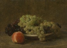 Натюрморт с виноградом и персиком - Фантен-Латур, Анри