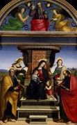 Мадонна с Младенцем на троне со святыми и ангелами - Рафаэль, Санти