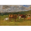 Коровы на пастбище, (набросок) 1880-85 - Буден, Эжен