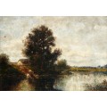Пейзаж с коровами, пьющими из пруда - Дюпре, Жюль