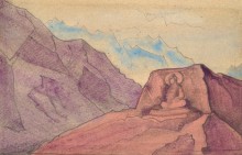 Этюд с образом Майтреи, высеченным на скале - Рерих, Николай Константинович