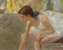 Мари-Лизе, молодая балерина с голубой лентой за кулисами - Галл, Франсуа