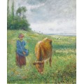 Пастушка с коровой, Кот-де-Гроте, Понтуаз, 1882 - Писсарро, Камиль