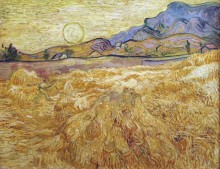 Пшеничное поле с жнецом и солнцем (Wheat Field with Reaper and Sun), 1889 - Гог, Винсент ван