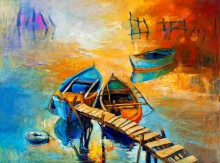 Лодки в закатном море - Николов, Ивайло