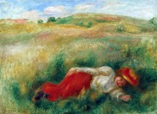 Девушка, лежащая в траве - Ренуар, Пьер Огюст