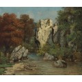 Пейзаж со скалами и ручьем - Курбе, Гюстав