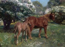 Весна, лошади на лугу , 1909 - Маннингс, Альфред Джеймс 