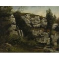 Скалистый пейзаж с водопадом - Курбе, Гюстав