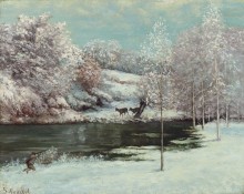 Зимний пейзаж с рекой - Курбе, Гюстав