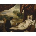 Венера с Купидоном и лютнистом - Тициан Вечеллио