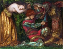 Святой Георгий, убивающий дракона - Россетти, Данте Габриэль