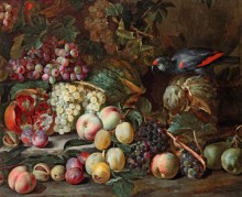 Натюрморт с фруктами и попугаем - Брейгель, Абрахам