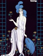 Дама в вечернем платье в розарии - Барбье, Жорж