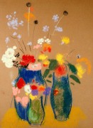 Три вазы с цветами - Редон, Одилон