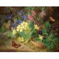 Картина Альпийские цветы с фиалками и бабочками - Лауэр, Йозеф