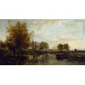 Речной пейзаж с ивами - Добиньи, Шарль-Франсуа 