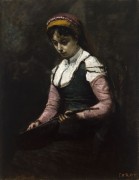 Женщина с мандолиной - Коро, Жан-Батист Камиль