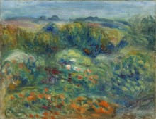 Холмистый пейзаж, кусты и цветы - Ренуар, Пьер Огюст