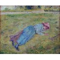 Крестьянская девушка, отдыхающая на траве - Писсарро, Камиль