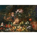 Натюрморт с цветами и фруктами, путти и животными - Брейгель, Абрахам
