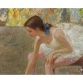 Мари-Лизе, молодая балерина с голубой лентой за кулисами - Галл, Франсуа