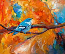 Синяя птица в осеннем дереве