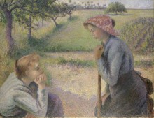 Две молодые крестьянки за беседой - Писсарро, Камиль