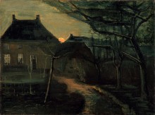 Дом священника в Нуэнене при лунном свете (The Parsonage at Nuenen at Dusk, Seen from the Back), 1885 - Гог, Винсент ван