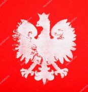 Польский герб на красном фоне - Сток