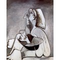 Сидящая женщина, левый профиль, колени подняты, 1962  P - Пикассо, Пабло