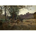 Пейзаж с крестьянами под деревом - Коро, Жан-Батист Камиль