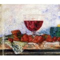 Бокал красного вина, клубника и вишни, 1892 - Энсор, Джеймс