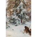 Зимний пейзаж с охотником и собаками - Лильефорс, Бруно