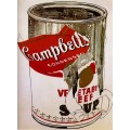 Большая банка супа Кэмпбелл с порванной этикеткой  (Grande boite de soupe Campbell's à l'étiquette déchirée), 1962 - Уорхол, Энди