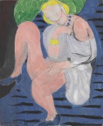 Сидящая обнаженная на синем фоне - Матисс, Анри