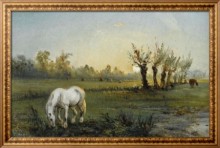 Белая лошадь на лугу, 1856 - Писсарро, Камиль